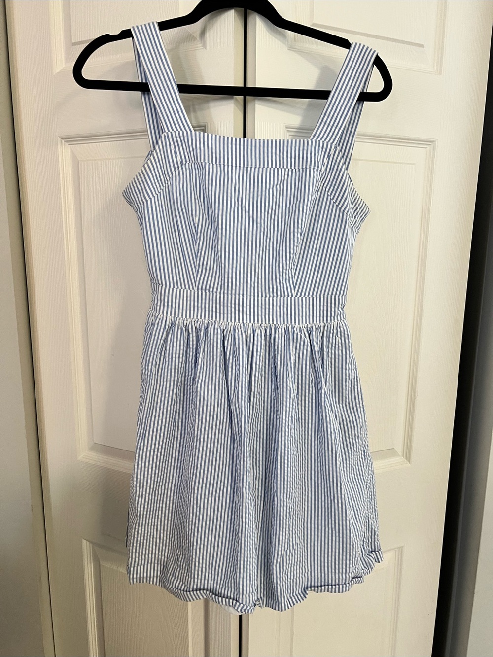 J.CREW blue and white stripe seersucker dress